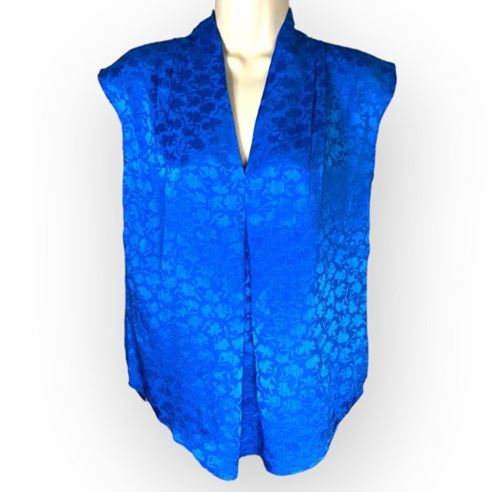 Blue Floral Jacquard Open Front Vest Top Sleeveless XS NWT Michael Kors